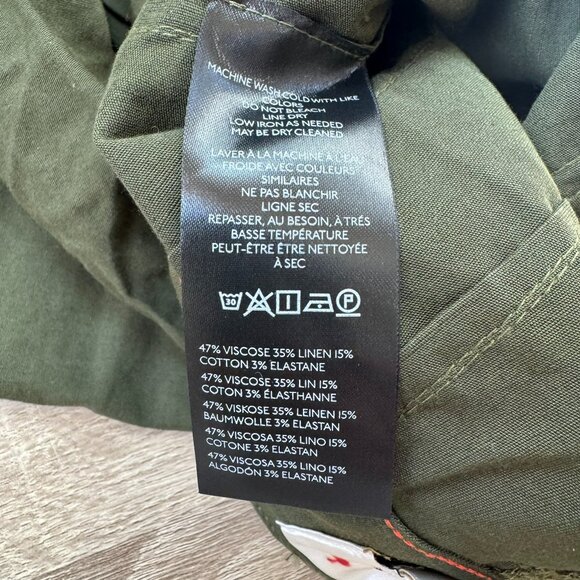 NWT Anthropologie Colette Linen Cropped Wide Leg Pants Maeve Edition Green 24 - Picture 7 of 10